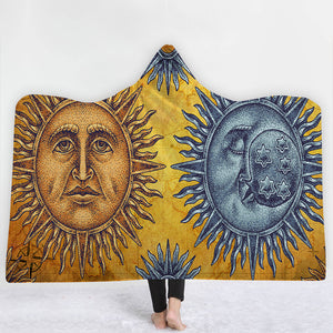 Religious Hooded Blankets - Religious Series Sun and Moon Icon Fleece Hooded Blanket