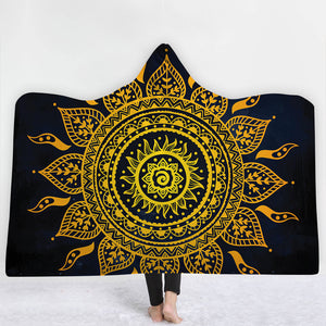 Religious Hooded Blankets - Religious Sun Totem Fleece Hooded Blanket