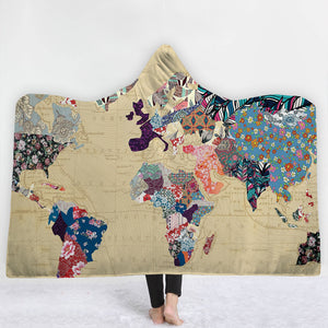 Map Hooded Blankets - Map Series Asia Map Colorful Fleece Hooded Blanket