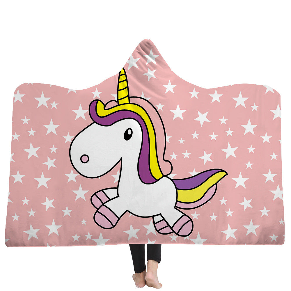 Unicorn Hooded Blankets - Unicorn Series Unicorn Star Pink Fleece Hooded Blanket