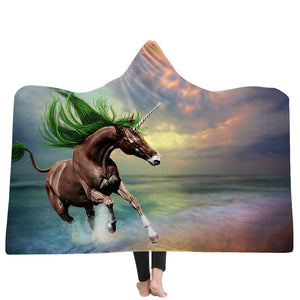 Unicorn Hooded Blankets - Unicorn Series Unicorn Run Fleece Hooded Blanket