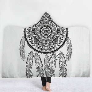 Religious Hooded Blankets - Religious Totem Feather Fleece Hooded Blanket