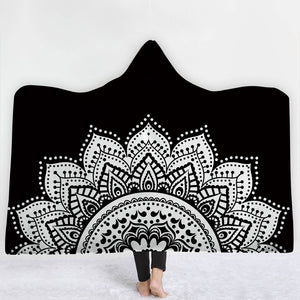 Religious Hooded Blankets - Religious Sun Icon Black Fleece Hooded Blanket