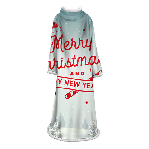 Image of 3D Digital Printed Blanket With Sleeves-Christmas Series Blanket Robe