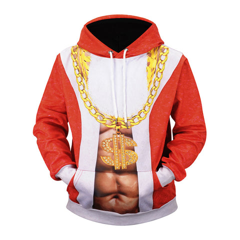 Image of Christmas Hoodies - Super Cool Christmas Golden Necklace Icon Red 3D Hoodie