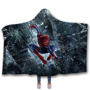 Spider-Man Hooded Blanket - Spiderman Black Night Moving Blanket