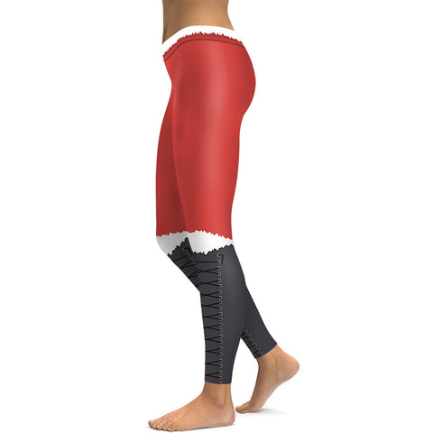 Image of Christmas Leggings - Women 3D Xmas Theme Black-red Legging