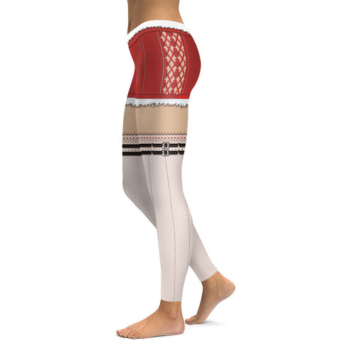 Image of Christmas Leggings - Women 3D Xmas Theme White-red Legging