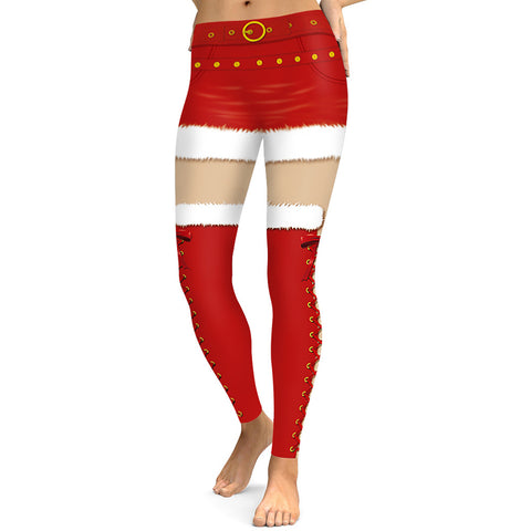 Image of Christmas Leggings - Women 3D Xmas Theme Red Legging
