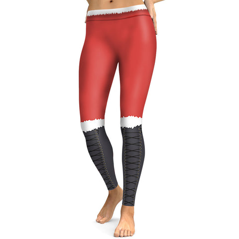 Image of Christmas Leggings - Women 3D Xmas Theme Black-red Legging