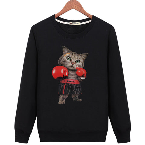 Image of Pet Cat Sweatshirts - Solid Color Pet Cat Series Funny Cat Icon Fashion Fleece Sweatshirt