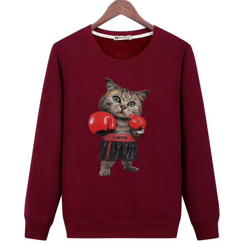 Image of Pet Cat Sweatshirts - Solid Color Pet Cat Series Funny Cat Icon Fashion Fleece Sweatshirt