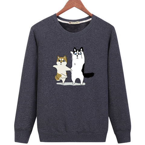 Image of Pet Cat Sweatshirts - Solid Color Pet Cat Series Cat Icon Fashion Fleece Sweatshirt
