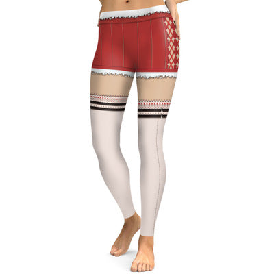 Image of Christmas Leggings - Women 3D Xmas Theme White-red Legging
