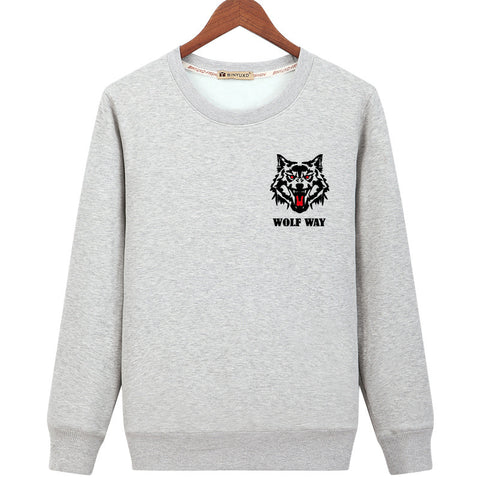 Image of Animal Sweatshirts - Solid Color Animal Series Wolf Way Icon Fashion Fleece Sweatshirt