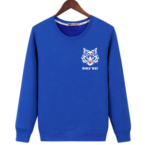 Animal Sweatshirts - Solid Color Animal Series Wolf Way Icon Fashion Fleece Sweatshirt