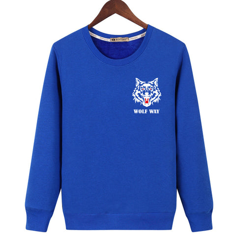 Image of Animal Sweatshirts - Solid Color Animal Series Wolf Way Icon Fashion Fleece Sweatshirt