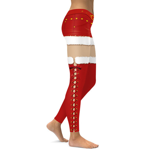 Image of Christmas Leggings - Women 3D Xmas Theme Red Legging