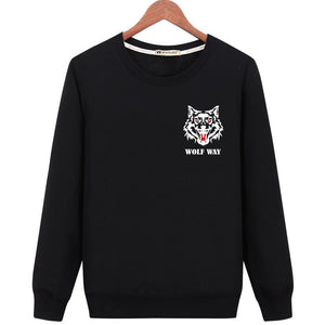 Animal Sweatshirts - Solid Color Animal Series Wolf Way Icon Fashion Fleece Sweatshirt