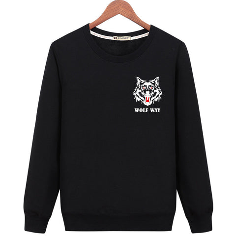 Image of Animal Sweatshirts - Solid Color Animal Series Wolf Way Icon Fashion Fleece Sweatshirt