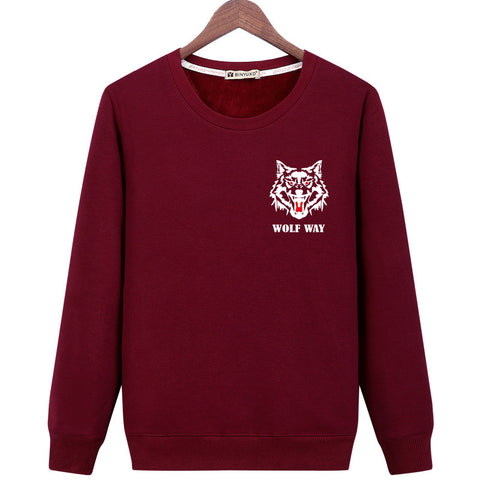 Image of Animal Sweatshirts - Solid Color Animal Series Wolf Way Icon Fashion Fleece Sweatshirt