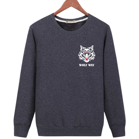 Image of Animal Sweatshirts - Solid Color Animal Series Wolf Way Icon Fashion Fleece Sweatshirt