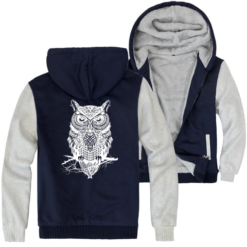Image of Animal Jackets - Solid Color Animal Series Owl Icon Fleece Jacket