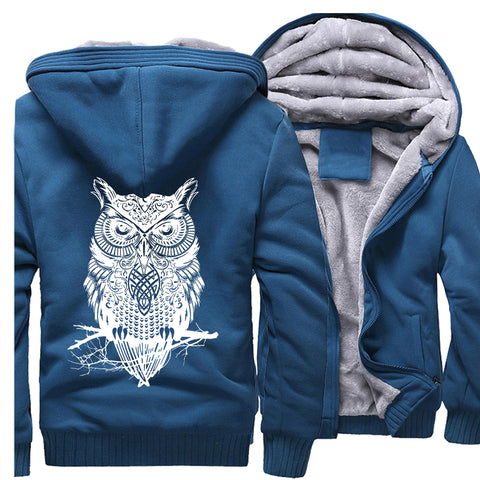 Image of Animal Jackets - Solid Color Animal Series Owl Icon Fleece Jacket