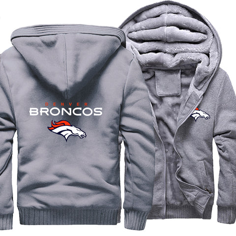Image of BRONCOS Jackets - Solid Color BRONCOS Series BRONCOS Sign Super Cool Fleece Jacket