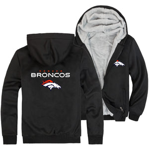 BRONCOS Jackets - Solid Color BRONCOS Series BRONCOS Sign Super Cool Fleece Jacket