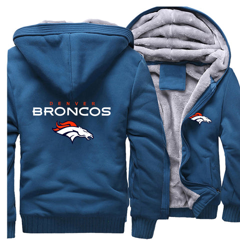 Image of BRONCOS Jackets - Solid Color BRONCOS Series BRONCOS Sign Super Cool Fleece Jacket