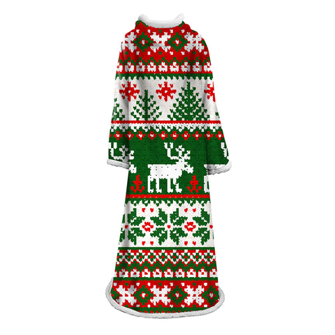 Image of 3D Digital Printed Blanket With Sleeves-Christmas Series Blanket Robe