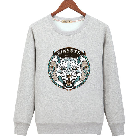 Image of Harajuku Style Sweatshirts - Solid Color Harajuku Style Series BINYUXD Tiger Icon Fashion Fleece Sweatshirt