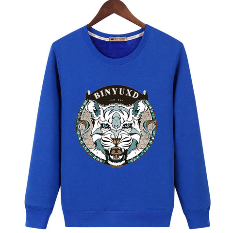 Image of Harajuku Style Sweatshirts - Solid Color Harajuku Style Series BINYUXD Tiger Icon Fashion Fleece Sweatshirt