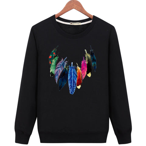 Image of Harajuku Style Sweatshirts - Solid Color Harajuku Style Series Feather Icon Fashion Fleece Sweatshirt