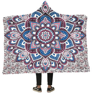 Magic Hooded Blankets - Magic Series Colorful Flower Pattern Fleece Hooded Blanket