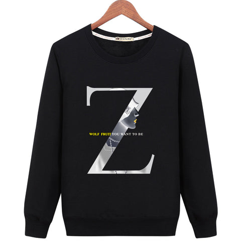 Image of Harajuku Style Sweatshirts - Solid Color Harajuku Style Z Icon Fashion Fleece Sweatshirt