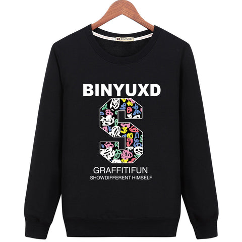 Image of Harajuku Style Sweatshirts - Solid Color Harajuku Style Series S Sign Fashion Fleece Sweatshirt