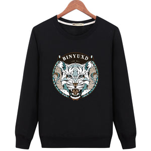 Harajuku Style Sweatshirts - Solid Color Harajuku Style Series BINYUXD Tiger Icon Fashion Fleece Sweatshirt
