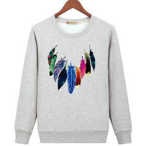 Harajuku Style Sweatshirts - Solid Color Harajuku Style Series Feather Icon Fashion Fleece Sweatshirt
