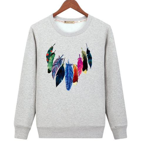 Image of Harajuku Style Sweatshirts - Solid Color Harajuku Style Series Feather Icon Fashion Fleece Sweatshirt
