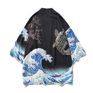 Men's Fashion Japanese Printed Ukiyoe Kimono Cardigan Casual Shirt