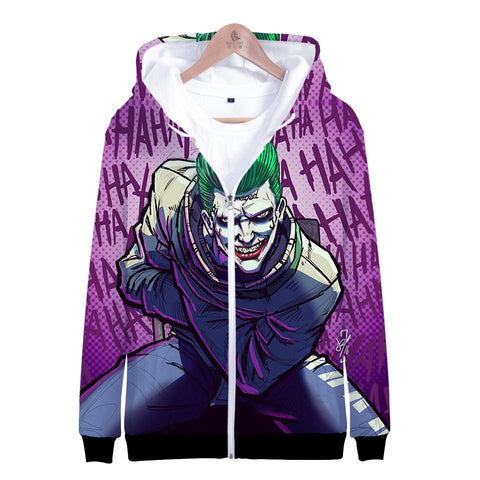 Image of Suicide Squad Hoodies - Joker Series HAHA Evil Joker Purple Unisex 3D Hoodie