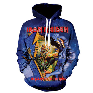 Fashion Iron Maiden Funny 3D Print Casual Hoodie Pink