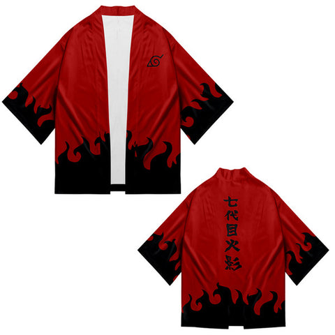 Image of Red 3D Print Personality Japanese Style Kimono Naruto Clothes for Men