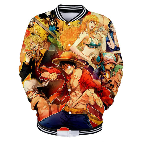 Image of Fashion One Piece Luffy Hoodies - 3D Hip Hop Baseball Jacket