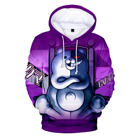 Image of New Purple 3D Print Monokuma Hoodies