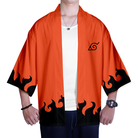 Image of Orange Casual Japanese Style Kimono Naruto Clothes for Men