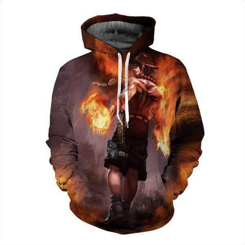 Image of Ace Fire 3D Printed Hoodie One Piece