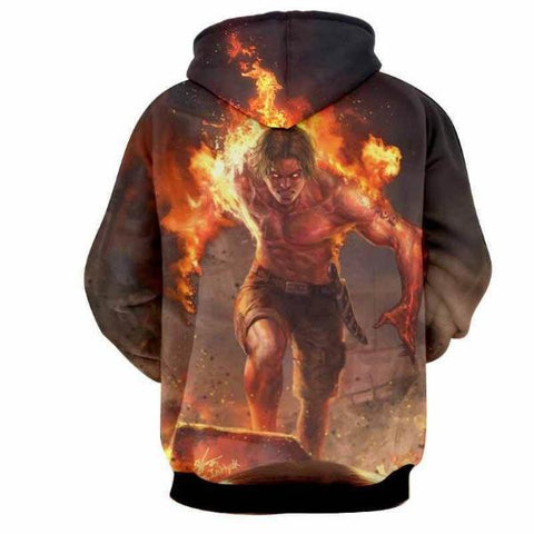 Image of Ace On Fire 3D Printed Hoodie One Piece